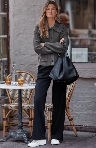 Jjill Tall Ribbed Wide-leg Pants In Black