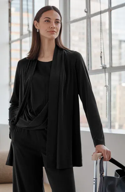 Jjill Tall Sandwashed Long Cardigan In Black
