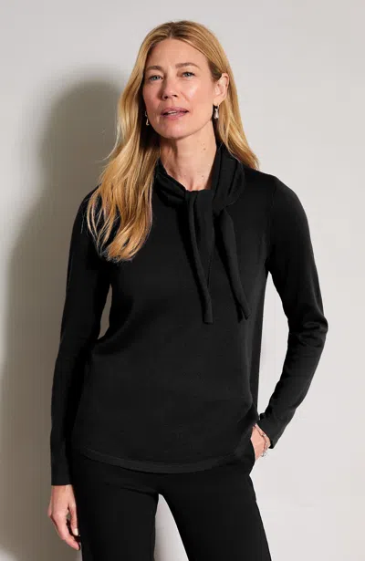 Jjill Tall Scarf Sweater In Black