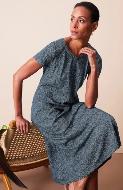 Jjill Tall Seamed Knit Midi Dress In Lakeside Teardrop Paisley