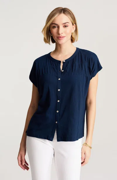 Jjill Tall Shirred Dolman-sleeve Top In Navy Blue