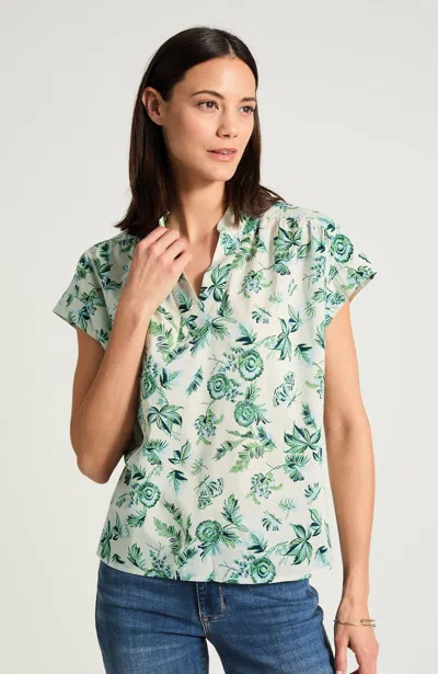 Jjill Tall Shirred Voile Top In Cream Delicate Toile
