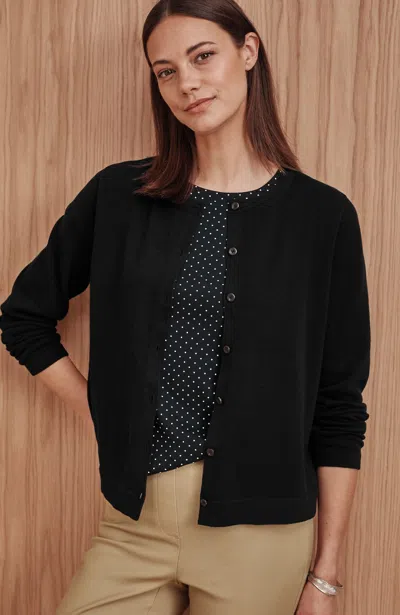 Jjill Tall Short Crew-neck Cardigan In Black