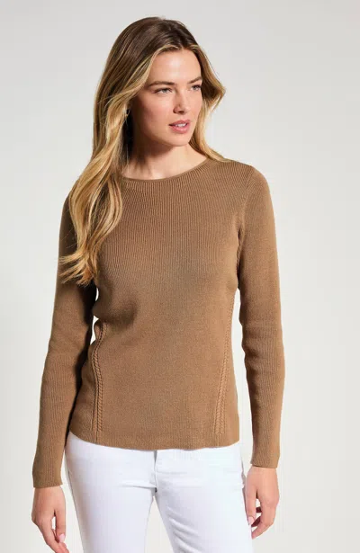 Jjill Tall Side-cable Crew-neck Sweater In Brown