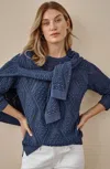 Jjill Tall Stonewashed Popcorn-stitched Sweater Pullover In Light Seaport