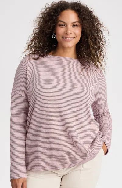 Jjill Tall Striped Double-knit Top In Pink/arugula
