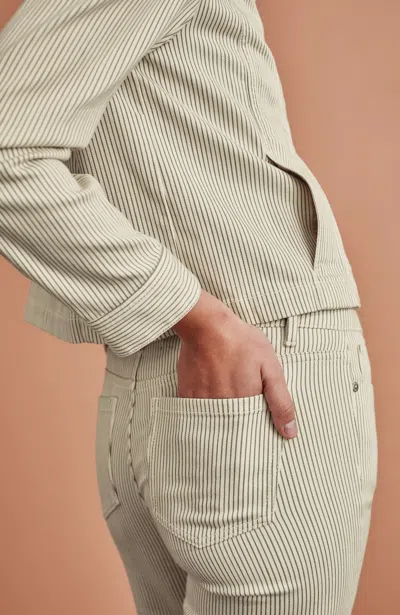 Jjill Tall Striped Mid-rise Straight-leg Ankle Jeans In Eggshell/thyme
