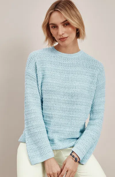 Jjill Tall Textured Pullover Sweater In Ocean Mist/white