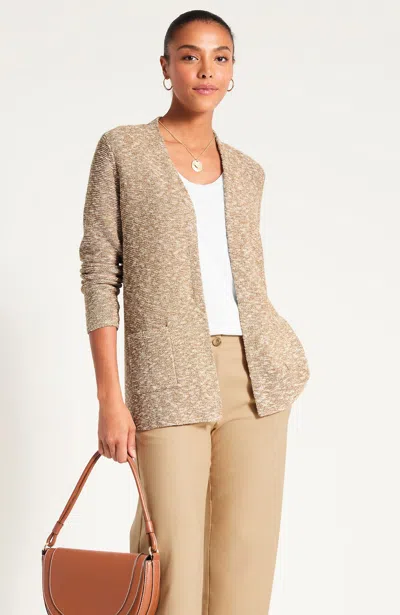 Jjill Tall Textured Slub Cardigan In Rattan/cream