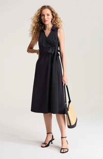 Jjill Tall Tie-waist Wrap Dress In Black