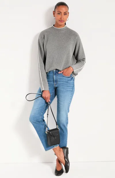 Jjill Tall Tipped Mock-neck Sweater In Grey