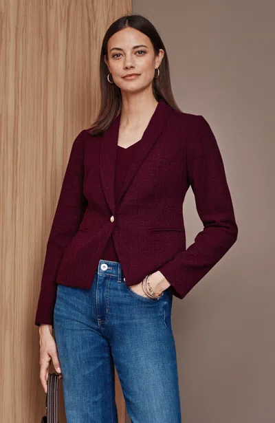 Jjill Tall Tweed Blazer In Eggplant