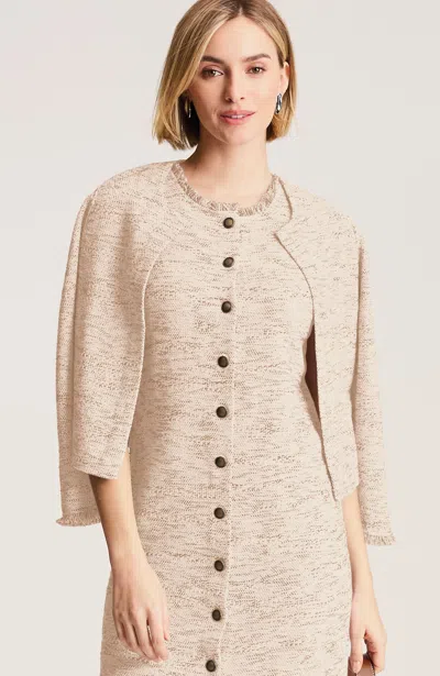 Jjill Tall Tweed-mix Cardigan In Barley/khaki