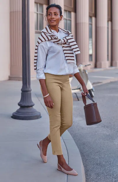 Jjill Tall Versatile Cotton-stretch Slim-leg Pants In Salted Caramel