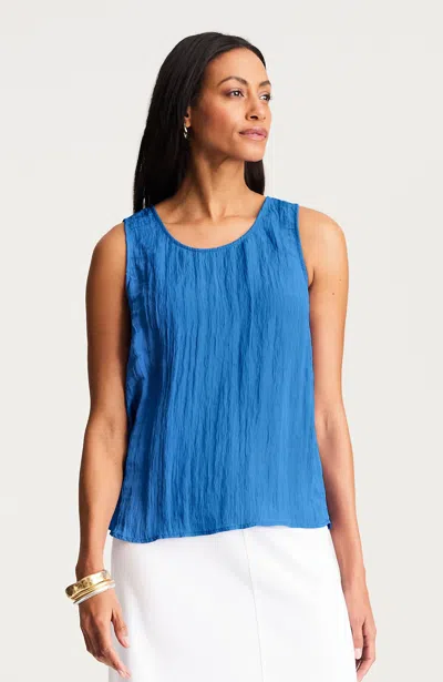 Jjill Tall Wearever Crinkled Scoop-neck Top In Blue Ginger