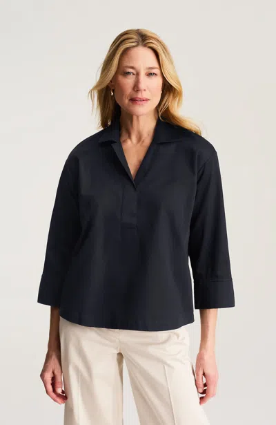 Jjill Tall Wearever Non-iron Popover In Black