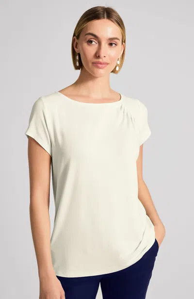 Jjill Tall Wearever Pleated-neckline Top In Cream