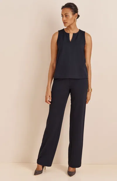 Jjill Tall Wearever Polished-knit Wide-leg Trousers Pants In Navy Blue