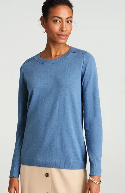 Jjill Tall Wearever Ribbed-shoulder Sweater Pullover In Blue Opal Heather