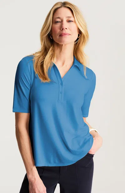 Jjill Tall Wearever Slub-knit A-line Polo In Blue