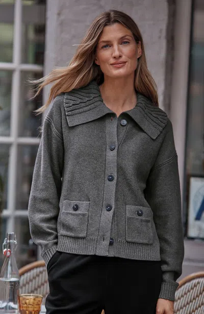 Jjill Tall Wide-collar Cardigan In Gray