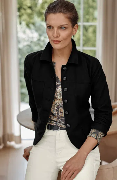 Jjill Tall Wool-blend Officer Jacket In Black