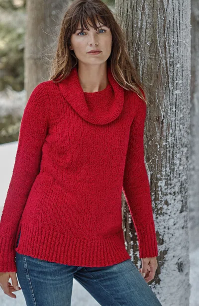 Jjill J.jill Textured Cowl-neck Sweater In Scarlet