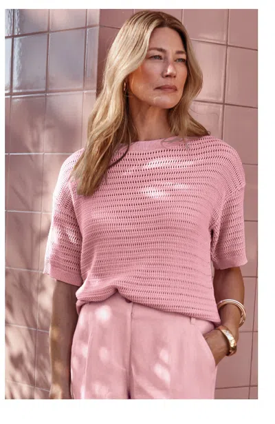 Jjill Textured Elbow-sleeve Sweater In Pink