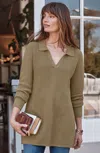 Jjill Textured Johnny-collar Sweater Tunic Pullover In Multi