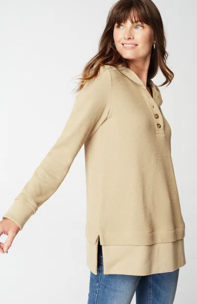 Jjill J.jill Textured-knit Hoodie Tunic In Barley