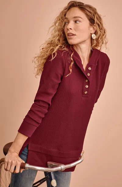 Jjill J.jill Textured-knit Hoodie Tunic In Vermilion