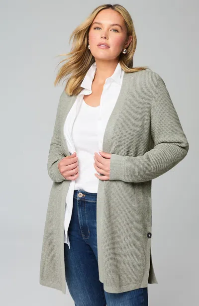 Jjill J.jill Textured Open-front Cardi In Grey Heather