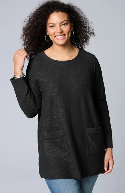 Jjill J.jill Textured Patch-pocket Tunic In Black