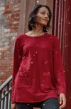 Jjill J.jill Textured Patch-pocket Tunic In Crimson