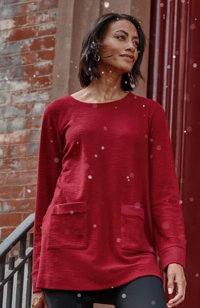Jjill J.jill Textured Patch-pocket Tunic In Crimson
