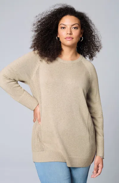 Jjill J.jill Textured-sides Crew-neck Sweater In Flax Heather