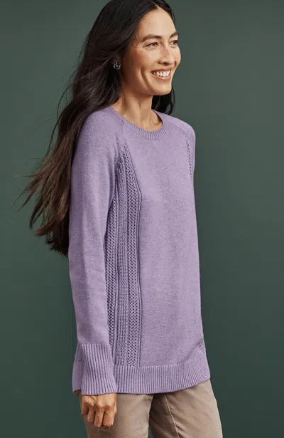Jjill J.jill Textured-sides Crew-neck Sweater In Winterberry Heather