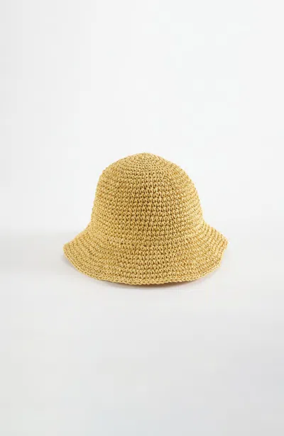 Jjill Textured Straw Bucket Hat In Brown