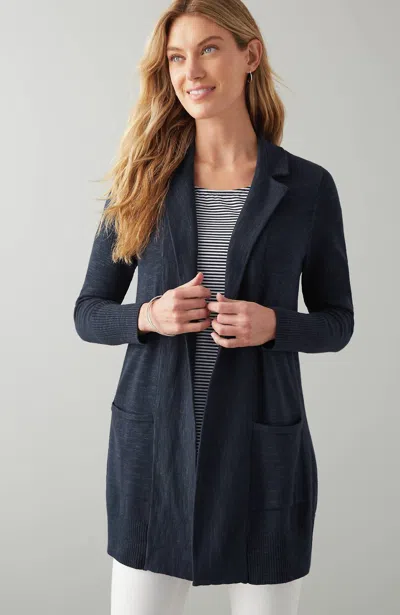 Jjill J.jill Textured Sweater-jacket In Navy Blue
