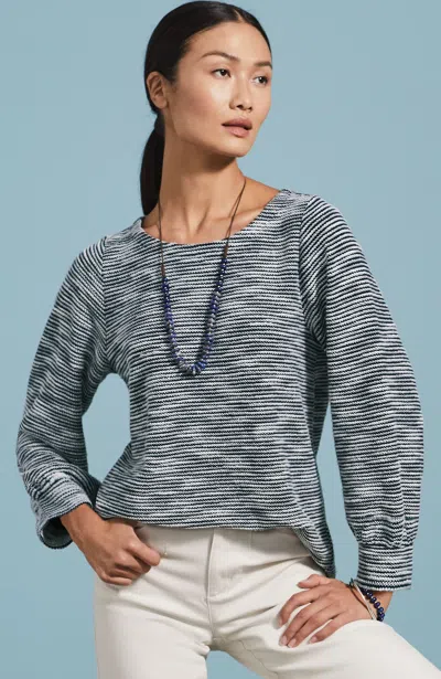 Jjill J.jill Textured Top In Navy Blue,cream