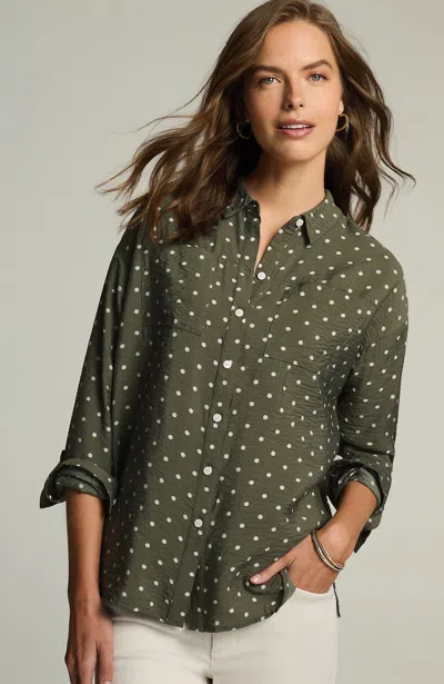 Jjill J.jill Textured Utility Shirt In Dusty Olive Sophisticated Dot