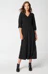 Jjill J.jill Tiered Flounced-hem Midi Dress In Black