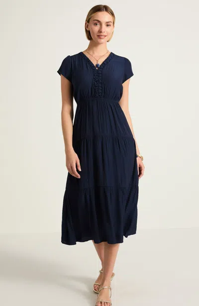 Jjill Tiered Midi Dress In Blue