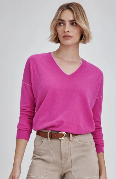 Jjill J.jill Tipped V-neck Sweater In Pink