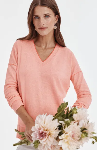 Jjill J.jill Tipped V-neck Sweater In Pink
