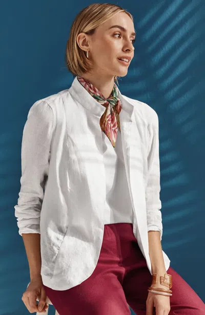 Jjill Tissue Linen Open-front Jacket In White