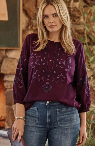 Jjill J.jill Tonal Floral-embroidered Top