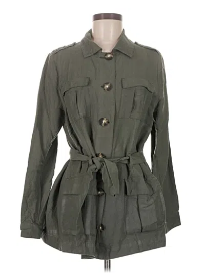 Pre-owned Jjill Trenchcoat In Green