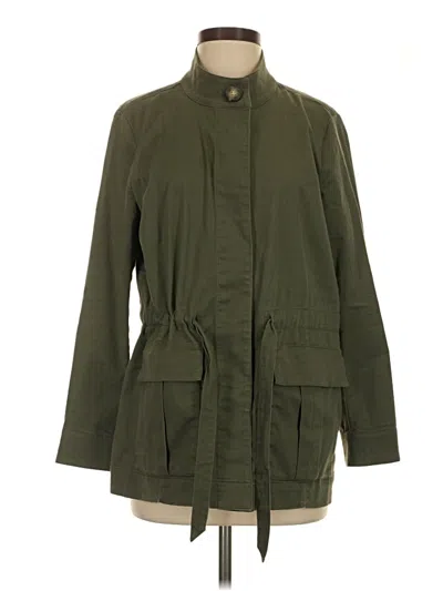 Pre-owned Jjill Trenchcoat In Green