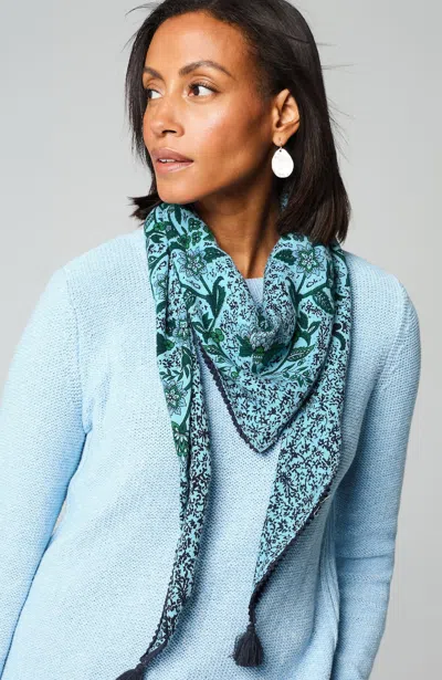 Jjill J.jill Trimmed Print Diamond Scarf In Blue Sky Multi